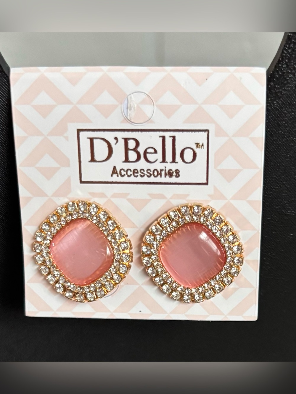 5/$25 (Pick 5 items for $25 Labeled) Pink Crystal Halo Cushion Stud Earrings